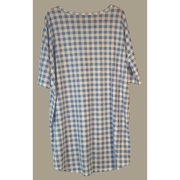 Lularoe Blue & White Gingham Checkered High-low Tunic Top Size Large - Picture 2 of 4